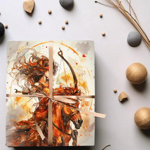 sagittarius girl zodiac birthday  wrapping paper sheet