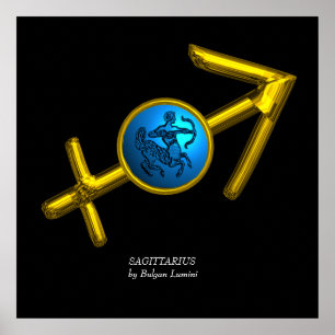 SAGITTARIUS / GOLD ZODIAC BIRTHDAY SIGN IN BLACK