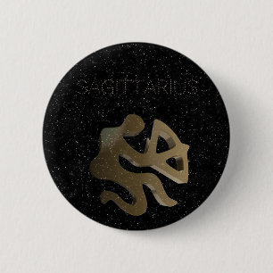 Sagittarius golden sign 6 cm round badge