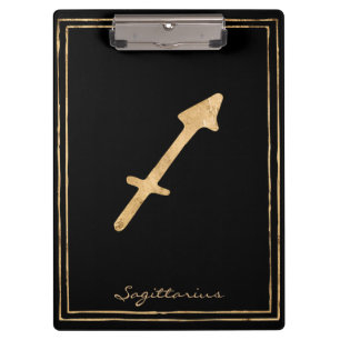 Sagittarius hammered gold stylised astrology clipboard