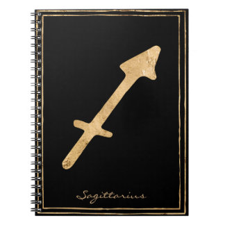 Sagittarius hammered gold stylised astrology notebook