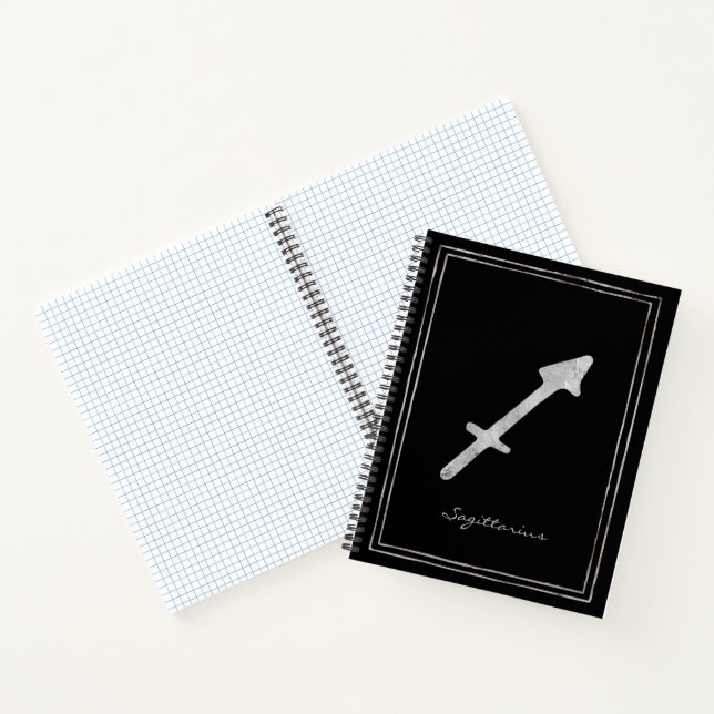 Sagittarius hammered silver stylised astrology not notebook (Inside)