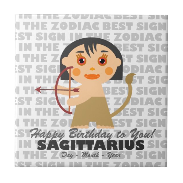 Sagittarius Happy Birthday Tile (Front)