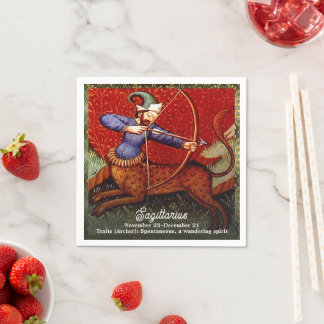 Sagittarius Horoscope Zodiac Mediaeval Art Birthda Napkin