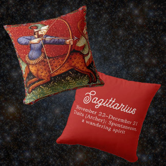 Sagittarius Horoscope Zodiac Mediaeval Artwork Cushion