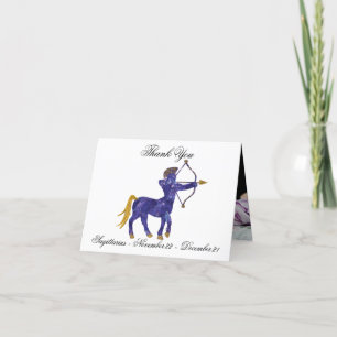 Sagittarius Impressionist Painting Style & Gold Thank You Card