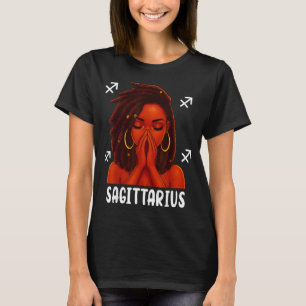 Sagittarius Loc'd Black Woman Pray Christian Zodia T-Shirt