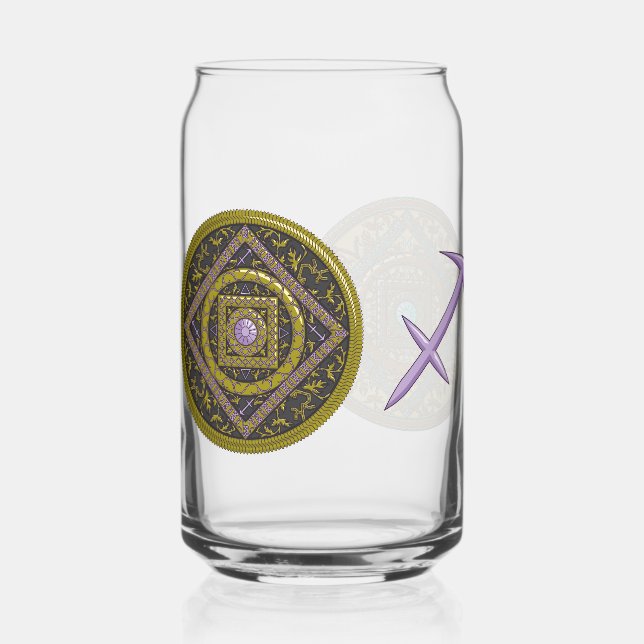 Sagittarius Mandala Can Glass (Front)