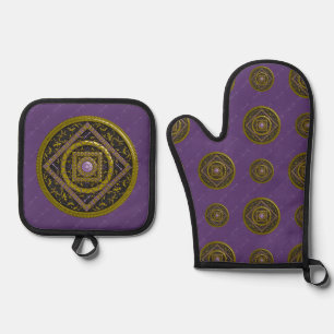 Sagittarius Mandala Oven Mitt & Pot Holder Set