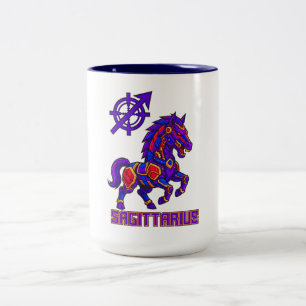 Sagittarius Mecha Stallion Warrior Art Two-Tone Coffee Mug