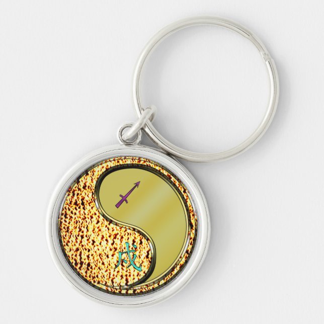 Sagittarius & Metal Dog Key Ring (Front)