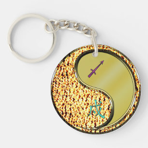 Sagittarius & Metal Dog Key Ring
