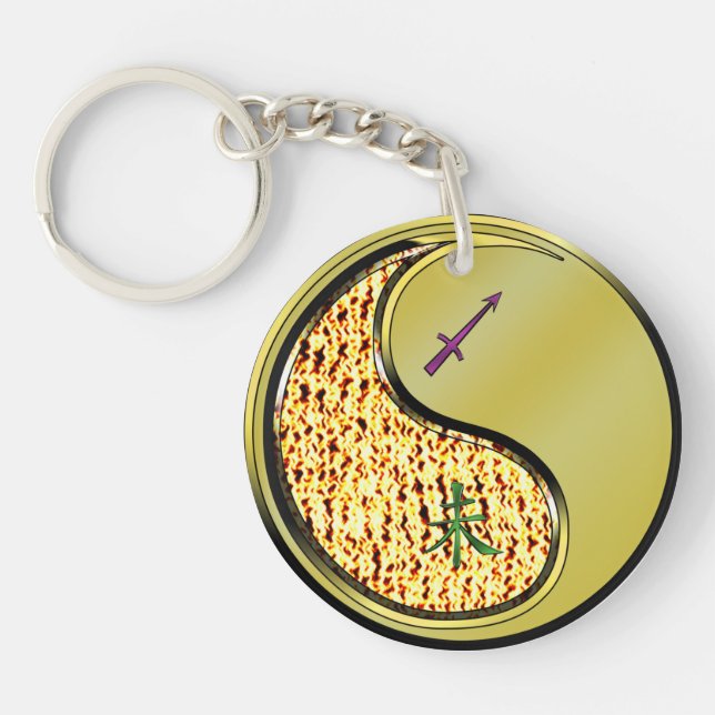 Sagittarius & Metal Goat Key Ring (Front)