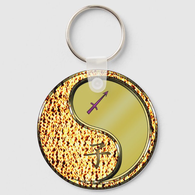 Sagittarius & Metal Rat Key Ring (Front)