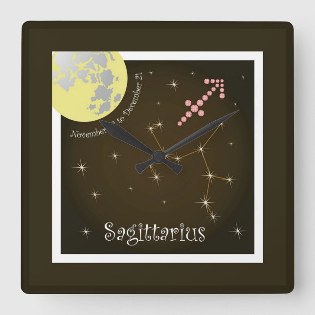 Sagittarius November 23 to December 21 Uhr Square Wall Clock (Front)