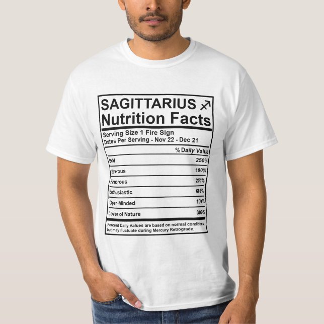 Sagittarius Nutrition Facts - #SaveTheWorldTribe T-Shirt (Front)