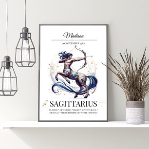 Sagittarius Personalised Elegant Zodiac Watercolor Poster