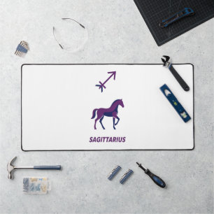 Sagittarius Purple Geometric Stallion Desk Mat