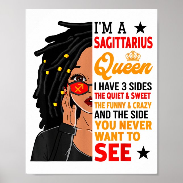 Sagittarius Queen African American Loc'd Woman Zod Poster (Front)