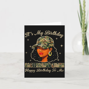 Sagittarius Queen Black Woman With Cap Camo Afro G Card