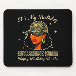Sagittarius Queen Black Woman With Cap Camo Afro G Mouse Pad