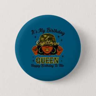 Sagittarius Queen Black Woman With Cap Camo It's M 6 Cm Round Badge