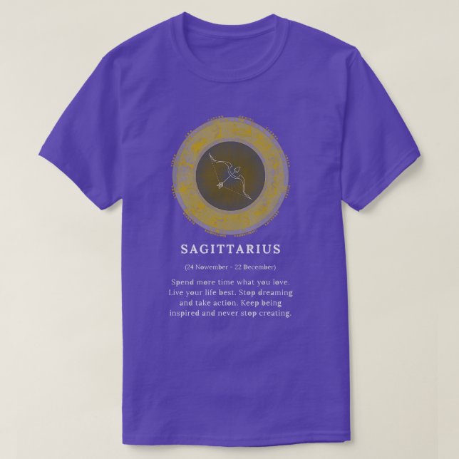 Sagittarius Sagi Zodiac Sign Horoscope Cosmos Astr T-Shirt (Design Front)