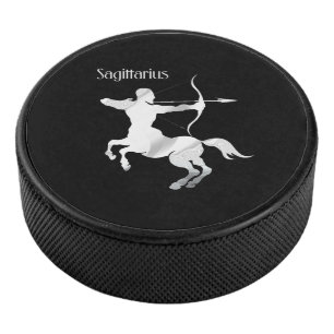 Sagittarius Silver Archer Zodiac Hockey Puck