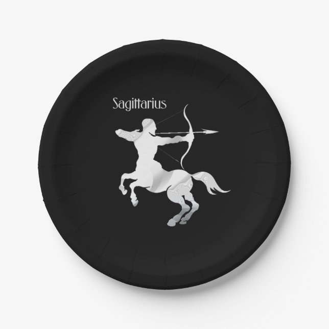 Sagittarius Silver Archer Zodiac Paper Plate (Front)
