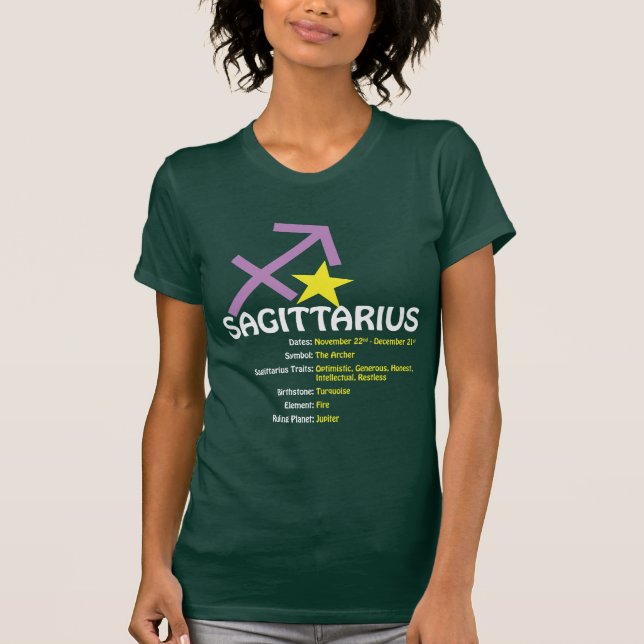 Sagittarius Traits Ladies Dark Petite T-Shirt (Front)