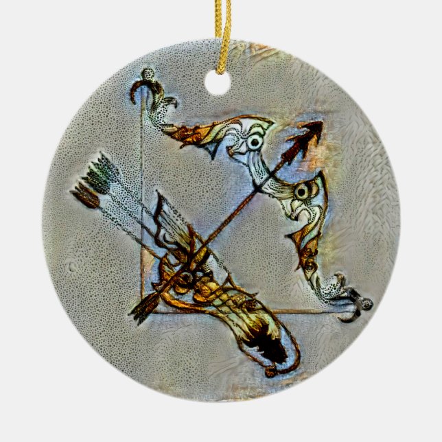 Sagittarius Venice Ceramic Tree Decoration (Front)
