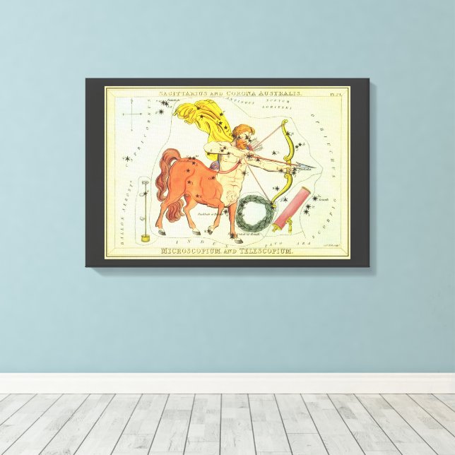 Sagittarius, Vintage Constellation Urania's Mirror Canvas Print (Insitu(Wood Floor))