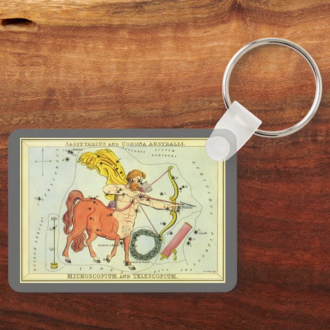 Sagittarius, Vintage Constellation Urania's Mirror Key Ring (Front)