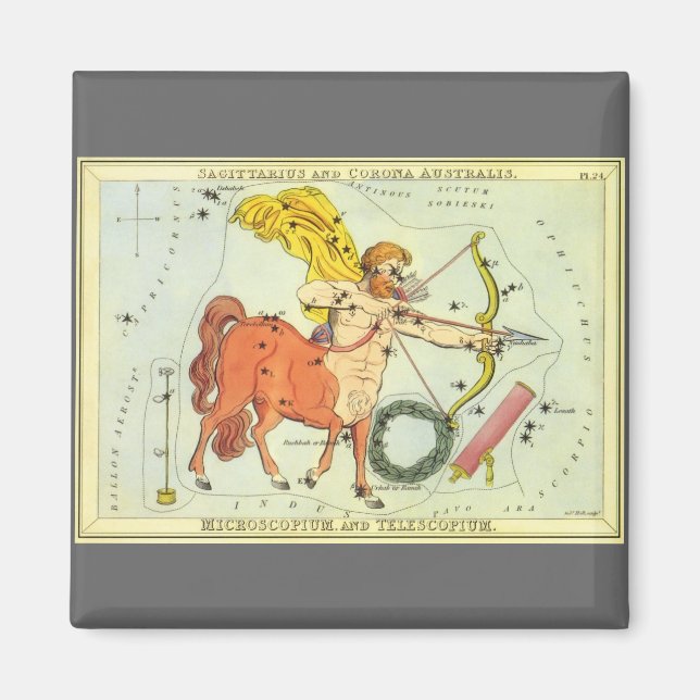 Sagittarius, Vintage Constellation Urania's Mirror Magnet (Front)