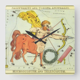 Sagittarius, Vintage Constellation Urania's Mirror Square Wall Clock