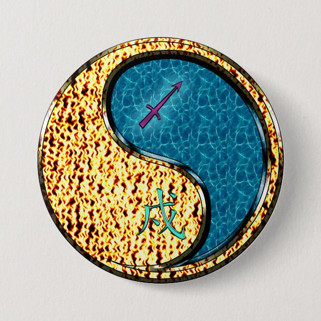 Sagittarius & Water Dog 7.5 Cm Round Badge (Front)