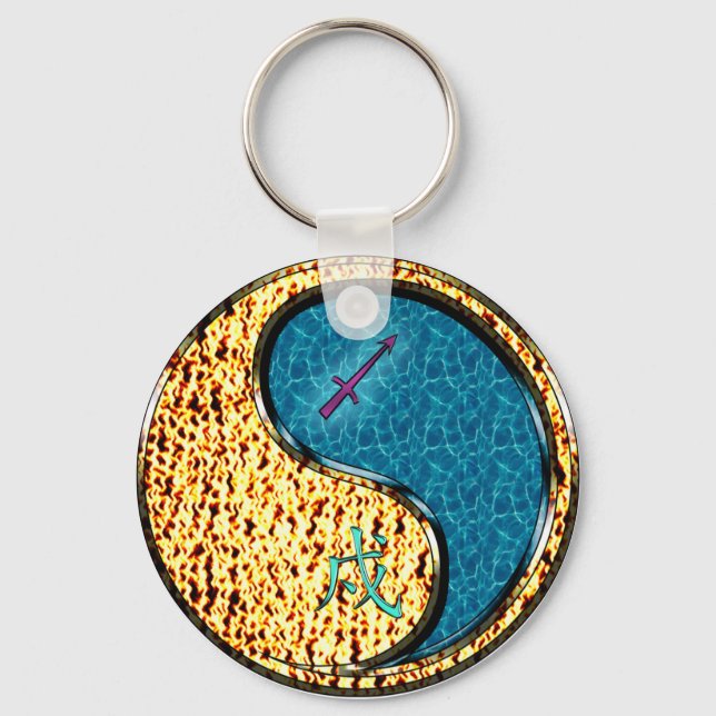 Sagittarius & Water Dog Key Ring (Front)