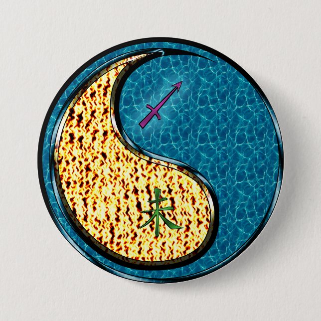 Sagittarius & Water Goat 7.5 Cm Round Badge (Front)