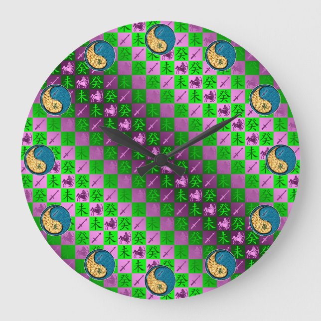 Sagittarius & Water Goat Large Clock (Front)