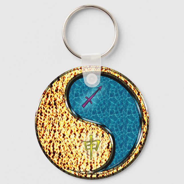 Sagittarius & Water Monkey Key Ring (Front)