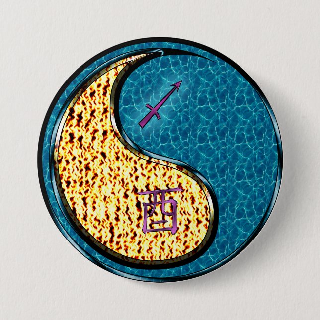 Sagittarius & Water Rooster 7.5 Cm Round Badge (Front)