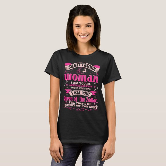 Sagittarius Woman Tough Ambitious Queen Of Zodiac T-Shirt (Front Full)