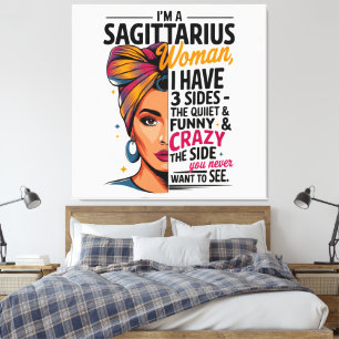 Sagittarius Woman with Three Sides Funny Gift  Canvas Print