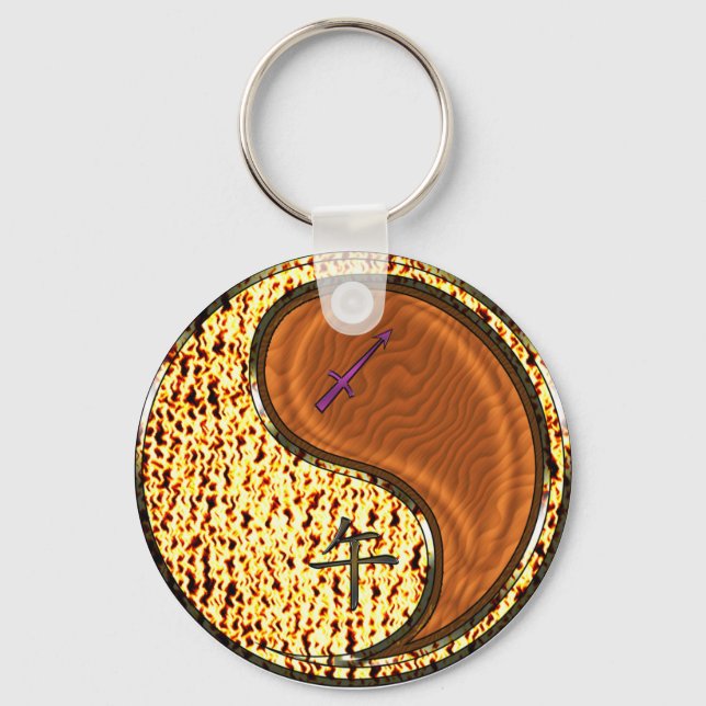 Sagittarius & Wood Horse Key Ring (Front)