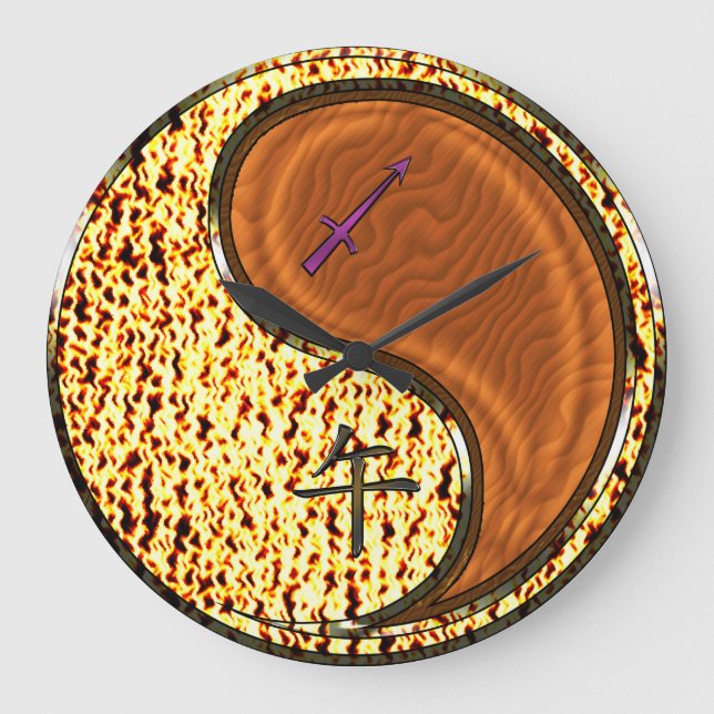 Sagittarius & Wood Horse Large Clock (Front)