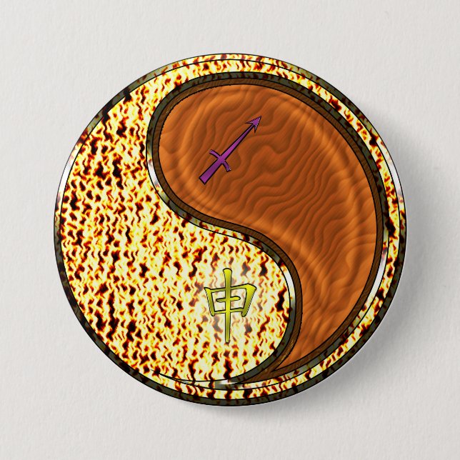 Sagittarius & Wood Monkey 7.5 Cm Round Badge (Front)
