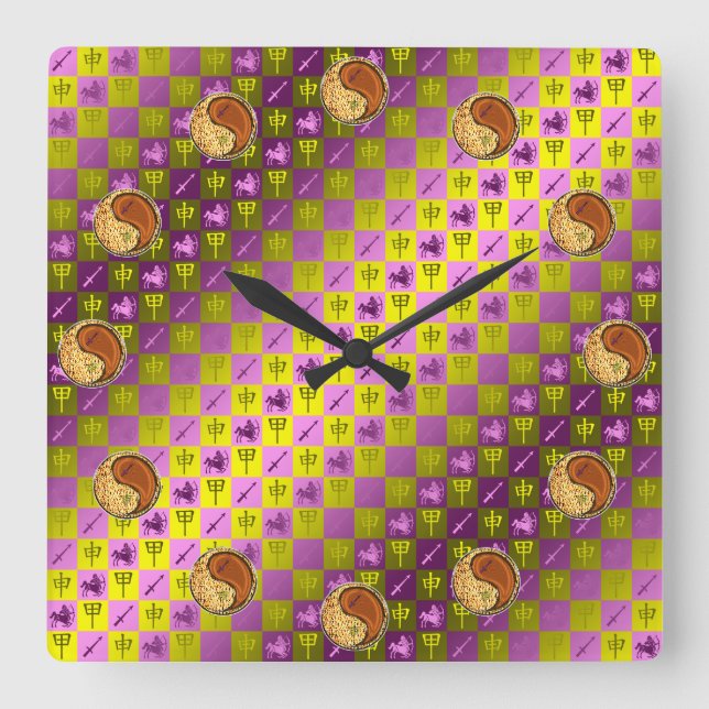 Sagittarius & Wood Monkey Square Wall Clock (Front)