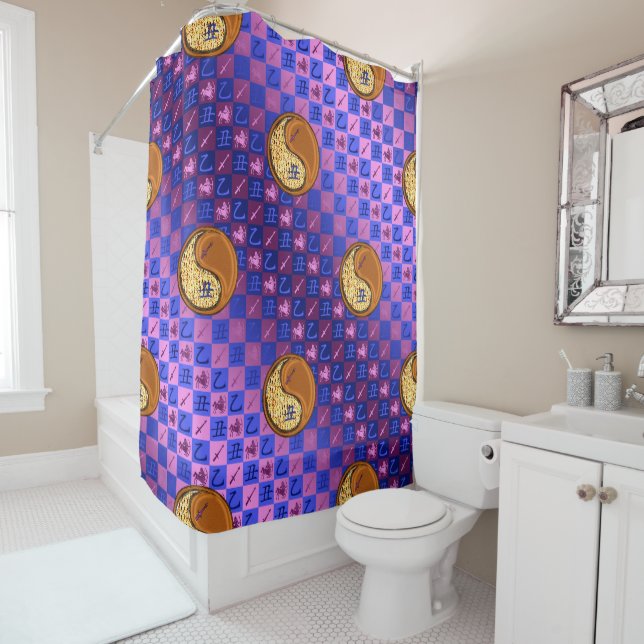 Sagittarius & Wood Ox Shower Curtain (In Situ)