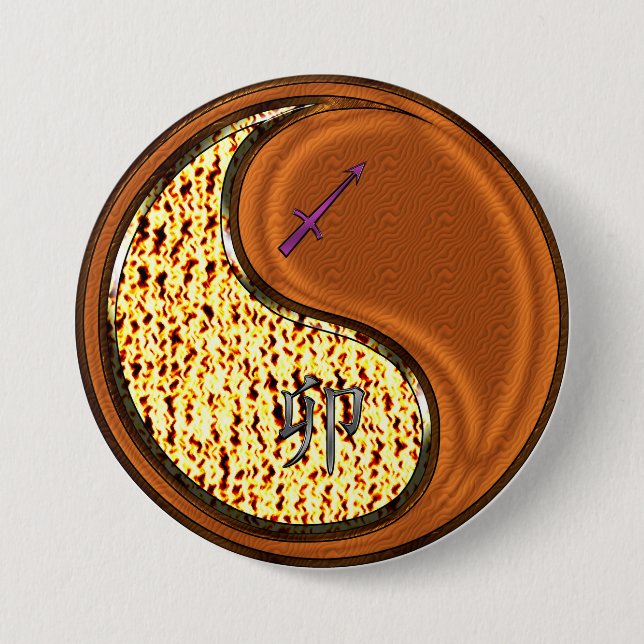 Sagittarius & Wood Rabbit 7.5 Cm Round Badge (Front)