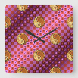 Sagittarius & Wood Tiger Square Wall Clock